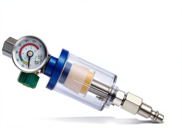 ENDOZER Oil Water Separator, Air Filter with Pressure Gauge, Pressure Regulator for Air Spray Gun, G1/4" Inlet and Outlet-5