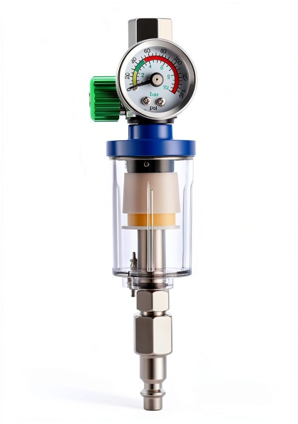 ENDOZER Oil Water Separator, Air Filter with Pressure Gauge, Pressure Regulator for Air Spray Gun, G1/4" Inlet and Outlet-0