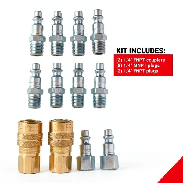 Milton (S-210) 1/4" NPT M-Style Coupler and Plug Kit, (12-Piece)-2