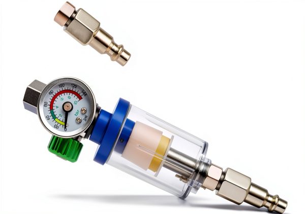 ENDOZER Oil Water Separator, Air Filter with Pressure Gauge, Pressure Regulator for Air Spray Gun, G1/4" Inlet and Outlet-4