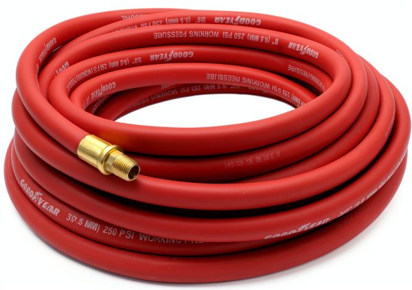 Goodyear 50 ft 3/8 in Rubber Air Hose Red 250 PSI Heavy Duty-0