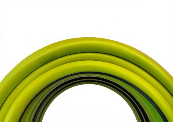 Air Hose 3/8 in x 50 ft, Heavy Duty, Lightweight, Kink Resistant, Hybrid Air Compressor Hose with 1/4 in Solid Brass Male Fittings, Bend Restrictors, 300 PSI (50FT, Green Black)-1