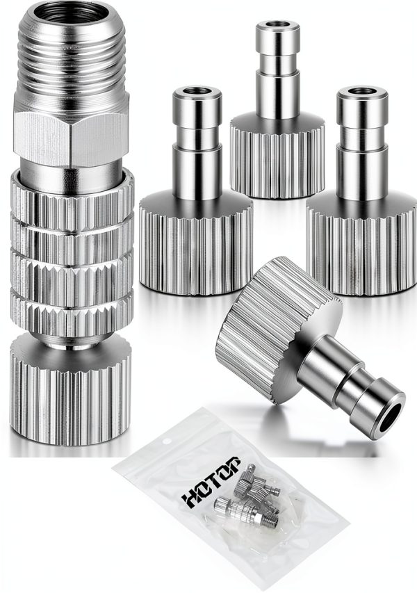 Hotop Airbrush Quick Release Coupling 5-Piece 1/8 Inch Alloy Steel Kit-7