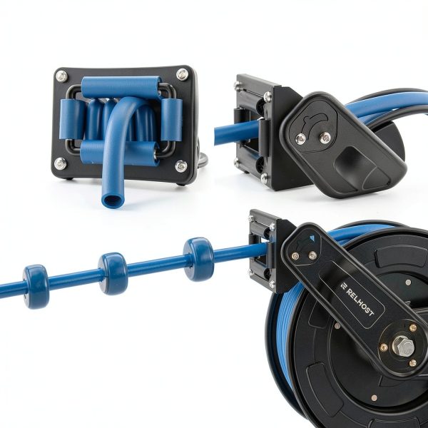 Retractable Air Hose Reel Relhost 50 ft 3/8 in Hybrid Steel Heavy Duty-3