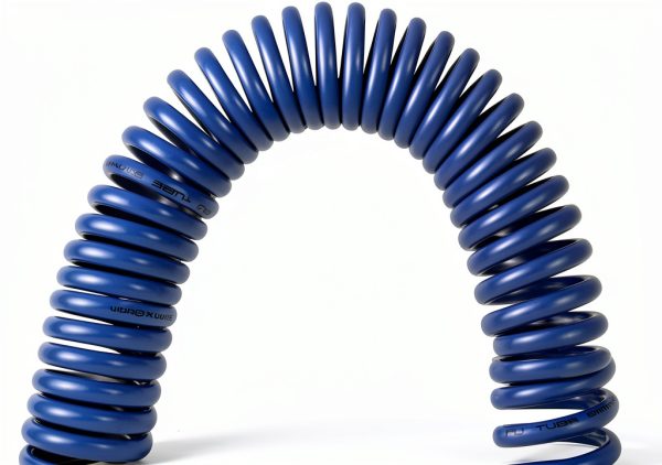 YOTOO Polyurethane Recoil Air Hose, Air Compressor Hose 1/4" Inner Diameter by 25' Long with Bend Restrictor, 1/4" Industrial Quick Coupler and Plug, Blue-3