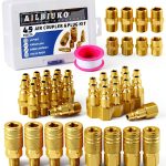 Air Coupler & Plug Kit 1/4" NPT Set by Ailbiuko - Brass Iron Connect-0