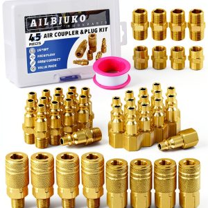 Air Coupler & Plug Kit 1/4" NPT Set by Ailbiuko - Brass Iron Connect-0
