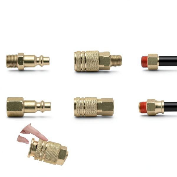 Air Coupler & Plug Kit 1/4" NPT Set by Ailbiuko - Brass Iron Connect-4