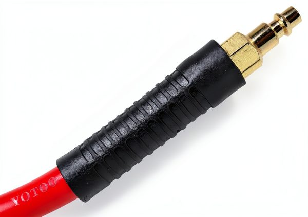 YOTOO Hybrid Air Hose 3/8-Inch by 50-Feet 300 PSI Heavy Duty, Lightweight, Kink Resistant, All-Weather Flexibility with 1/4-Inch Brass Male Fittings, Bend Restrictors, Red-4