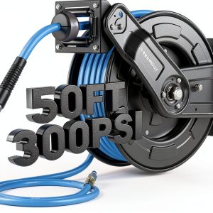 Retractable Air Hose Reel Relhost 50 ft 3/8 in Hybrid Steel Heavy Duty-0