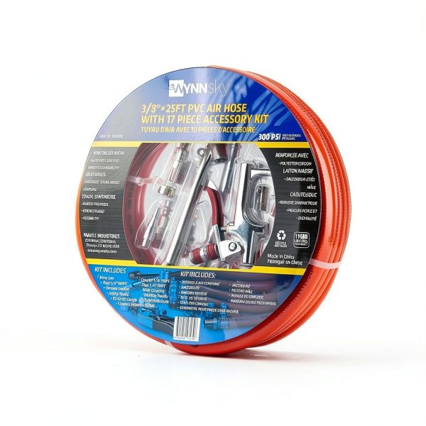 WYNNsky 3/8" X 25ft PVC Air Compressor Hose Kit With 17 Piece Air Tool and Air Compressor Accessories Kit-7