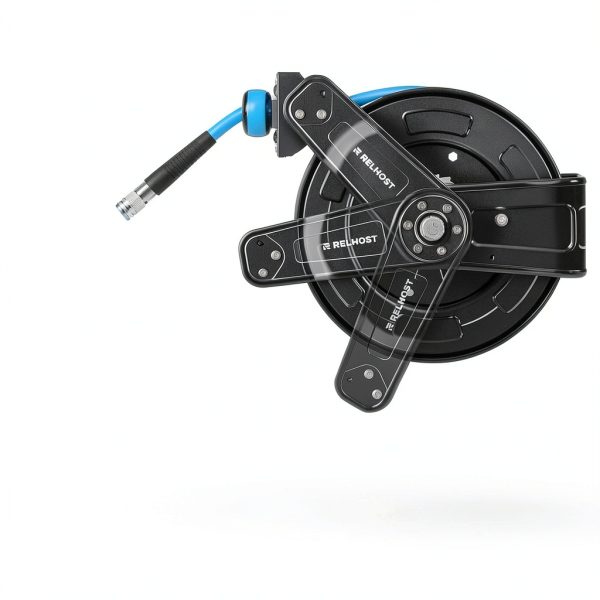 Retractable Air Hose Reel Relhost 50 ft 3/8 in Hybrid Steel Heavy Duty-2